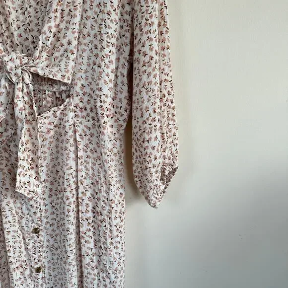 Faithfull The Brand Women MEDIUM Mini Dress Marigot Tie Front Azalea Floral Boho - Picture 4 of 12